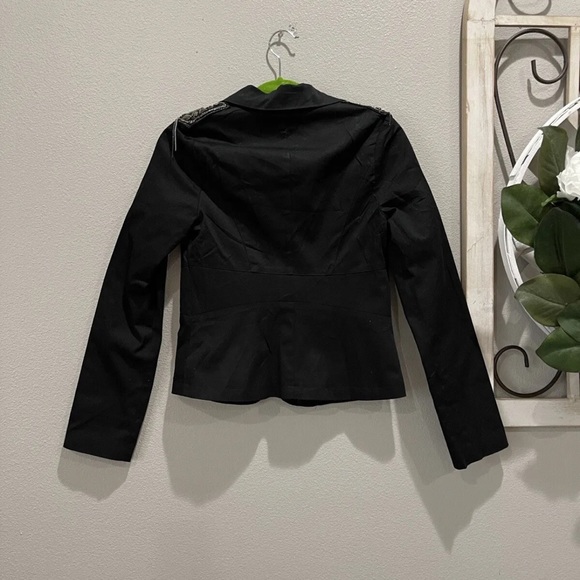 Coffee Shop Red NYC Black Blazer Jacket Chain Link Embellished Shoulder Small - Picture 8 of 8